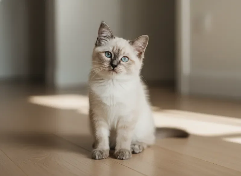 Elegant Ragdoll kitten sitting calmly