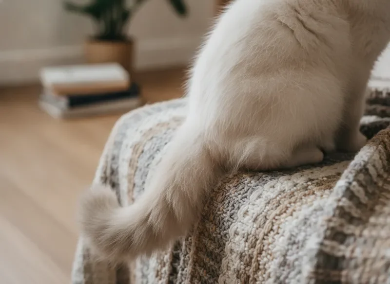 Ragdoll kitten paws and fluffy tail detail