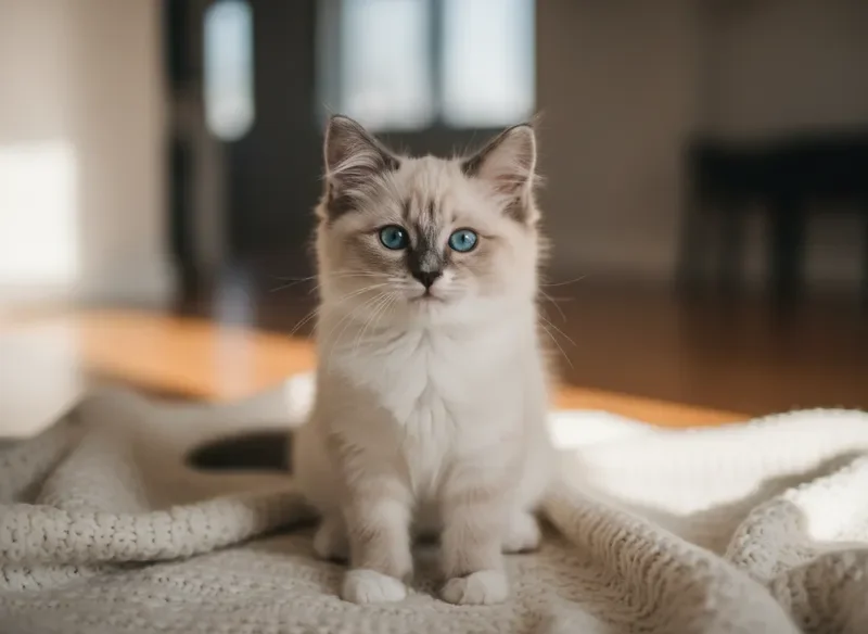 Adorable blue-eyed Ragdoll kitten representing the Winston James adoption community